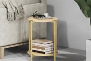 Side Table, 2-Tier End Table with Storage Shelf and Steel Frame,41 x 49 cm natural wood effect