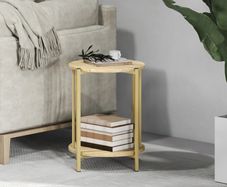 Side Table, 2-Tier End Table with Storage Shelf and Steel Frame,41 x 49 cm natural wood effect