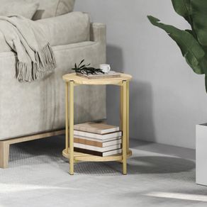 Side Table, 2-Tier End Table with Storage Shelf and Steel Frame,41 x 49 cm natural wood effect