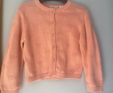 Mango kids peach hearts girls cotton cardigan Age 3-4 EUC
