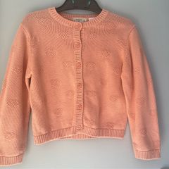 Mango kids peach hearts girls cotton cardigan Age 3-4 EUC
