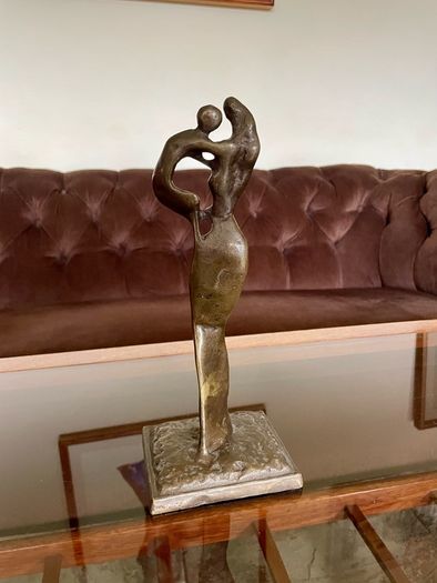 Abstract Modernist Bronze Mother and Child Sculpture Statue Figurine