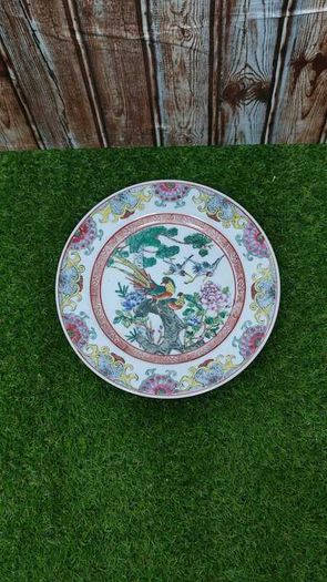 Qianlong Chinese Antique Plate 10 Inch 26cm Paradise Birds Flowers