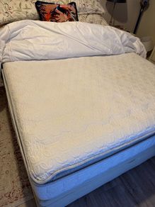 Bed 4ft6 and headboard and pillow top mattress and storage
