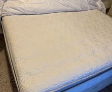 Bed 4ft6 and headboard and pillow top mattress and storage