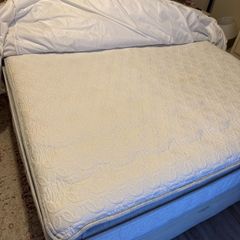Bed 4ft6 and headboard and pillow top mattress and storage