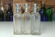 480 - Set of 3 Vintage Clear Glass Cork Top Collectible Decorative Bottles