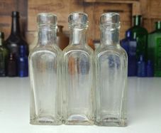 480 - Set of 3 Vintage Clear Glass Cork Top Collectible Decorative Bottles
