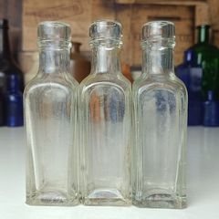 480 - Set of 3 Vintage Clear Glass Cork Top Collectible Decorative Bottles