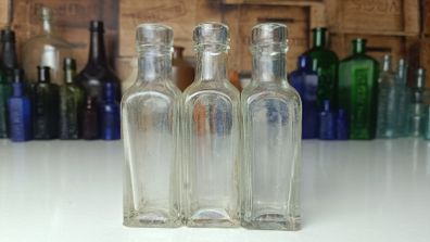 480 - Set of 3 Vintage Clear Glass Cork Top Collectible Decorative Bottles