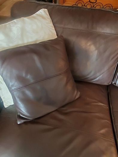 Brown Leather Sofa Set x 3 and 2 Seater