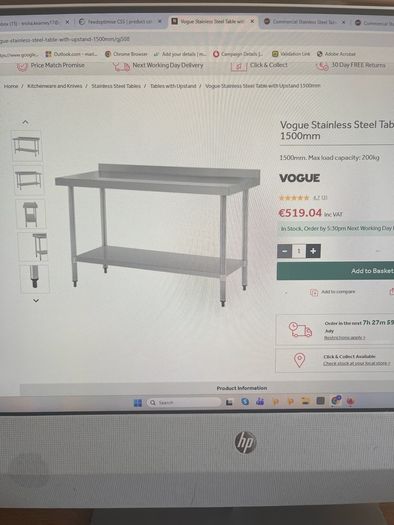 stainless steel table VOGUE