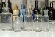 449 - Set of 5 Vintage Clear Glass Cork Top Collectible Decorative Bottles