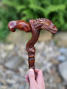 Unique Handmade Walking Stick, Dragon Handle, Never Used