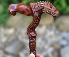 Unique Handmade Walking Stick, Dragon Handle, Never Used