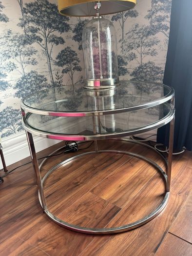 Set of 2 Glass & Chrome Nesting Tables