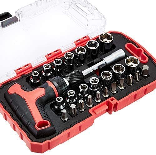 27-Piece Magnetic T-Handle Ratchet Wrench and Screwdriver
