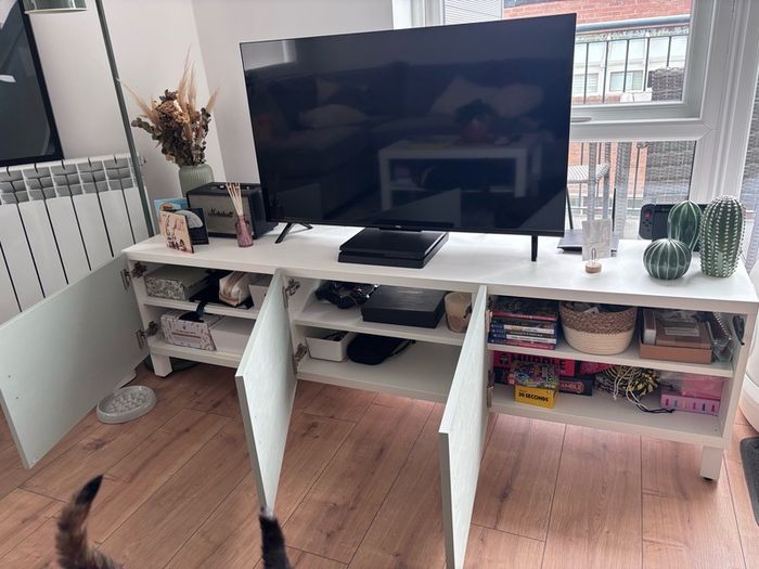 TV Bench BESTA Ikea White Pale Grey Green