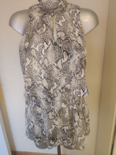 River Island Grey Snake Print High Neck Tiered Playsuit size UK10 EU36 Perfect condition Postage included