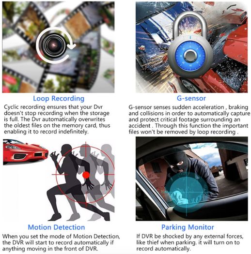 Brand New 1080P Car DVR 4.3 inch Lens Dash Cam Front and Rear Video Recorder Camera G-sensor