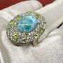 Larimar, Peridot & White Zircon Halo Ring (11.24 Ct) Image 7