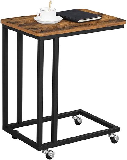 _Side Table Sofa Table Coffee Table Easy to Assemble Sturdy Living Room Table on Wheels