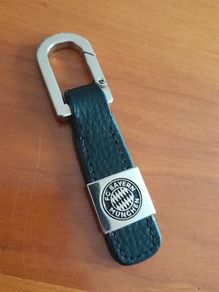 FC BAYERN MUNCHEN, leather, chrome, Key Ring. Bayern Munich FC. Football.