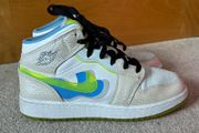 Air Jordan 1 Mid SE GS Warped Swoosh Trainers UK 5.5