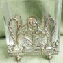 Antique Sterling Silver Handcrafted Square Container With Leaf Applique (glass Slightly Chipped) Image 4