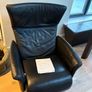 Rolf Benz Black Leather Swivel Recliner Image 2