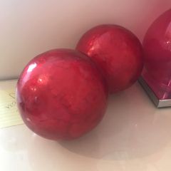 2 red decorative balls