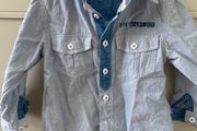 Fine pinstripe blue and white long sleeve shirt 12-18 months