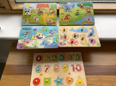 Wooden Puzzles bundle x 5.