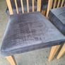 Set of 4 light wood dining chairs with grey fabric seats Image 3