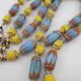 Vintage Venetian Style Skyblue & Yellow Trade Beads Necklace Image 2