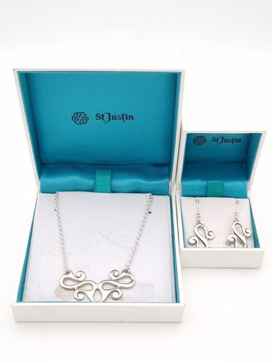 Vintage St Justin Signed Silver Set In Original Box