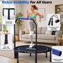 450 LBS Foldable Mini Trampoline for Adults, 40 inch Indoor Fitness Rebounder with U-Shape Adjustable Foam Handle, Quiet Bungee Jump System & Cordless Jump Ropes Image 2
