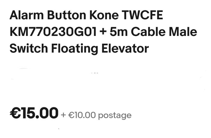 Alarm Button Kone TWCFE  KM770230G01 + 5m Cable Male  Switch Floating Elevator