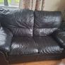 Leather black couch & 2 Seater Image 2