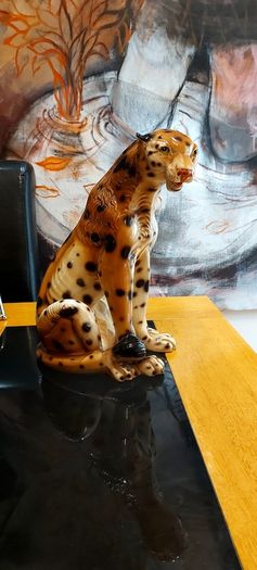 Vintage Ceramic 70's Leopard  Statue Ornament