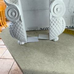 Vintage Owl White Reisn Book Ends