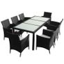 9 Piece Outdoor Dining Set with Cushions Poly Rattan Black Image 2