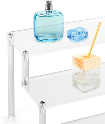 3 Tier Clear Acrylic Display Stand Retail Riser for Pop Figures, Cupcake, Dessert, Perfume, Nail Polish, Condiment, 30x21x15cm