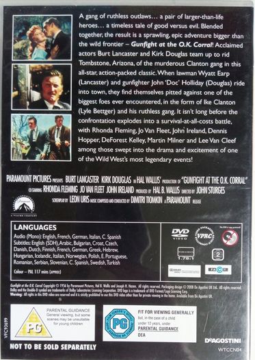 Gunfight At The O.K. Corral [1956] Burt Lancaster, Kirk Douglas, Dennis Hopper, Jo Van Fleet, John Ireland, Rhonda Fleming, Jack Elam & Lee Van Cleef [1xDVD Movie]