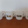 Cool Set of Four Vintage Retro Mid-Century French Milk-Glass Opaline Espresso Coffee Cups/Mini Mugs with Classic Car Designs Image 3