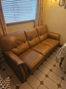 Wade Additions Genuine Leather 3 Seater Sofa Tan Brown