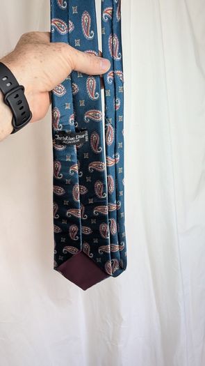 Christian Dior Monsieur Tie Blue Paisley Silk Vintage Designer Mens Necktie