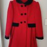 Red Christmas coat with black fur trim Image 2