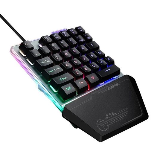 Gaming Keyboard RGB Backlit, 7KEYS 35 Keys Ergonomic Mini Keyboard with Wrist Rest, Half Keyboard for PC Gaming (Keypad)
