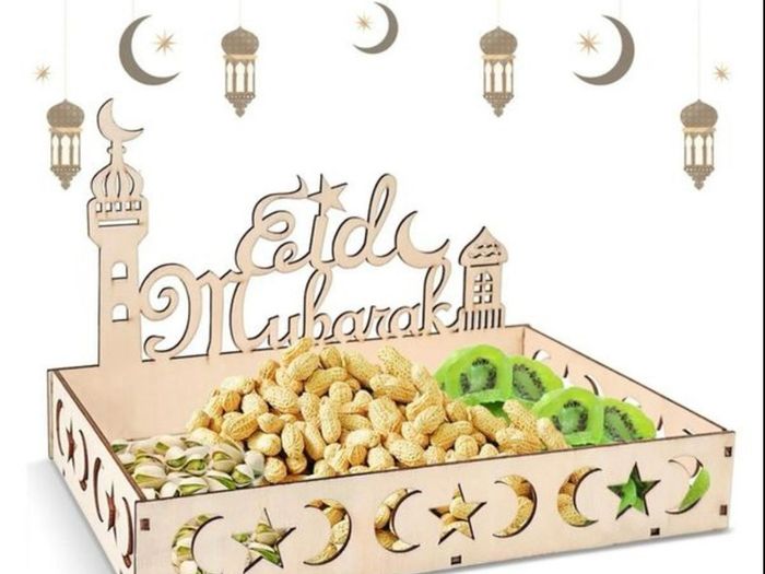 Brand new Eid Mubarak plate wooden tray,